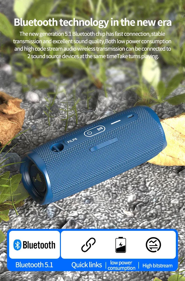 Kaleidoscope 6 Wireless Bluetooth Speaker, Portable Bluetooth Speaker, Outdoor Waterproof Speaker, Subwoofer Speaker, TWS Tandem Speaker