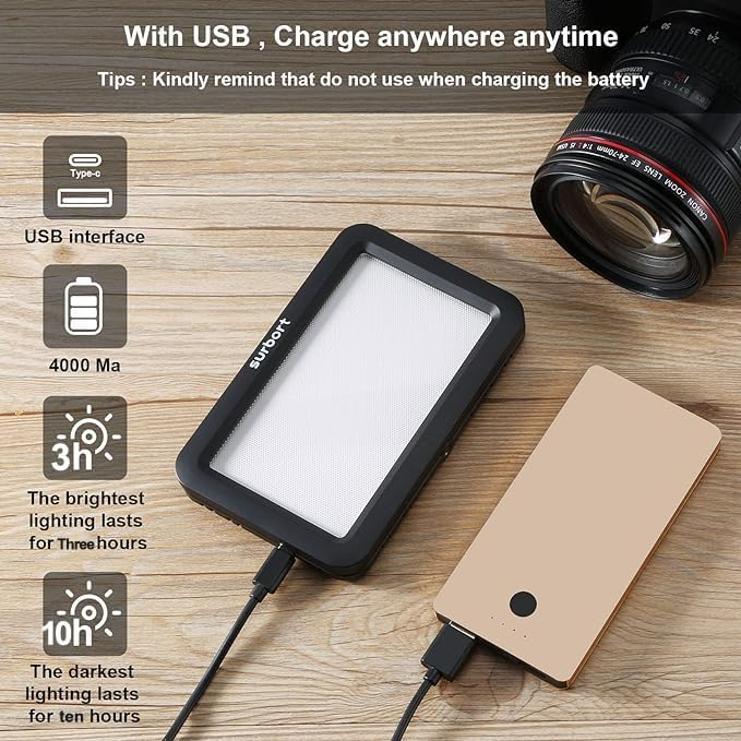 Surbort LED Fill light for Camera, video, photography with dual-color dimming, LCD display, ultra -thin portable