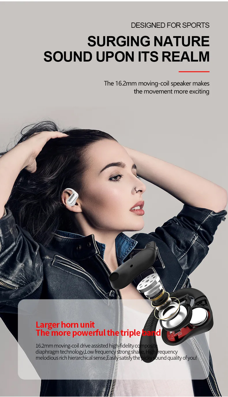 Surbort Wireless Bluetooth Headset, TWS Headset, Portable Bluetooth Headset, Noise Canceling Headset, OWS Sports Headset